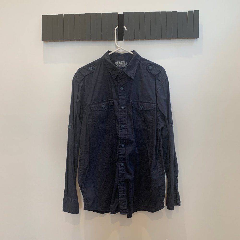 221. Nautica Crisp Button Down Long Sleeved Shirt - Blue